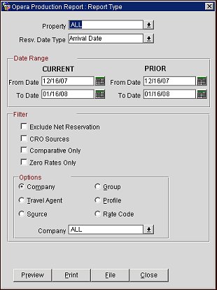 opera production report rep type parameters