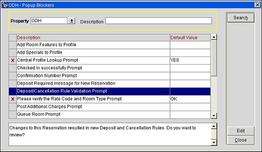 Popup Blocker Screen with Property